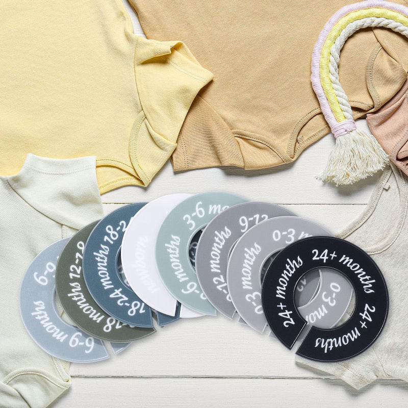 ForraFun 8 Pcs Baby Closet Dividers Unisex Baby Clothes Organizers Clear Labels for Nursery Closet Organizer & Decor Nursery Fits Most Rods(Modern,Cool Colors) - Image 4