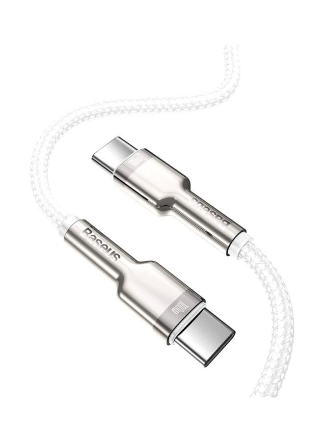 بيسوس كابل بيانات معدني Type-C من سلسلة كافولي أبيض/فضي - Image 3