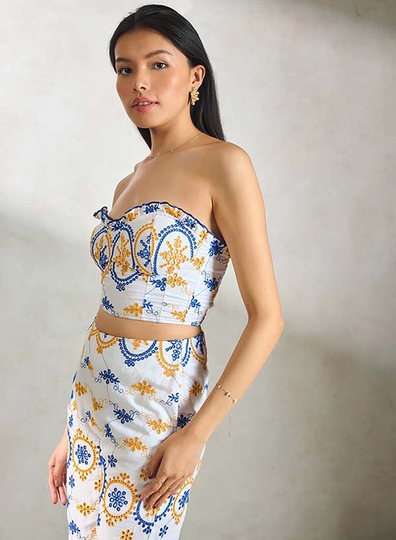 Virgio VIRGIO 100% Cotton White Tube Top In Schiffli - Image 2