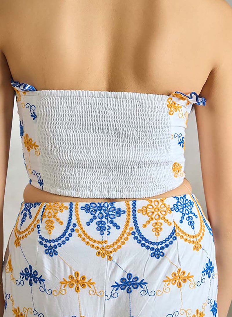 Virgio VIRGIO 100% Cotton White Tube Top In Schiffli - Image 4