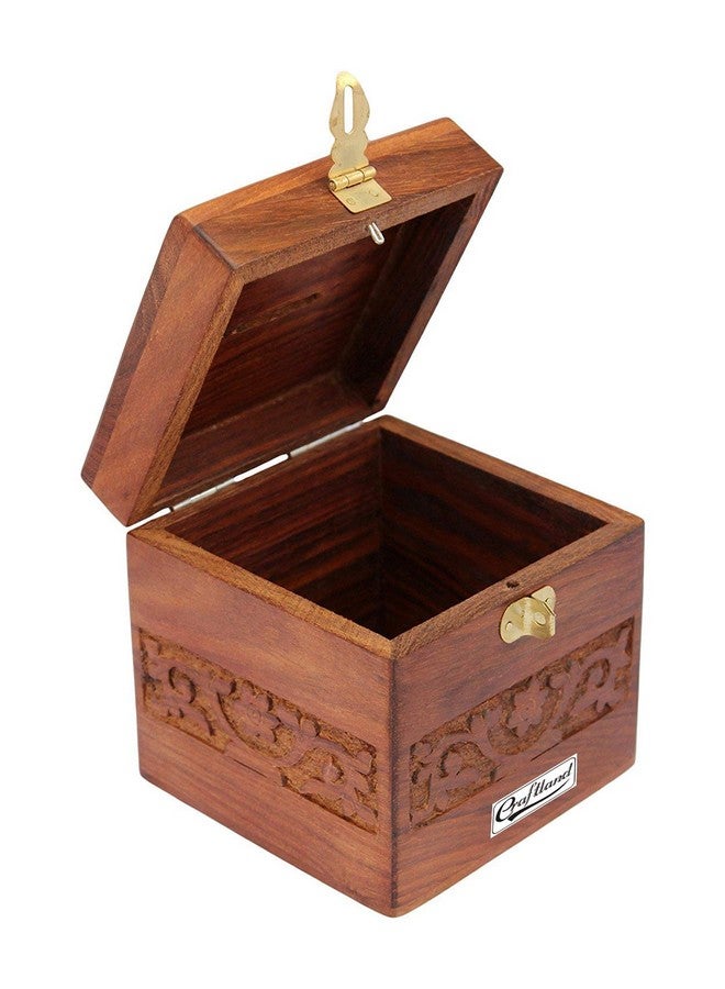 Craftland Wooden Money/Piggy Bank, Money Box, Coin Box with Carved Design for Kids/Children. with Lock - Image 3