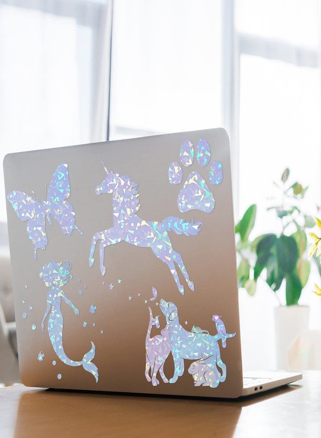 Nezyo 60 Sheets Holographic Laminate Sheets Clear Glitter A4 Size Vinyl Sticker Paper Holographic Overlay Self Adhesive Waterproof Transparent Film, 11.7 x 8.3 Inch (Broken Grass) - Image 5