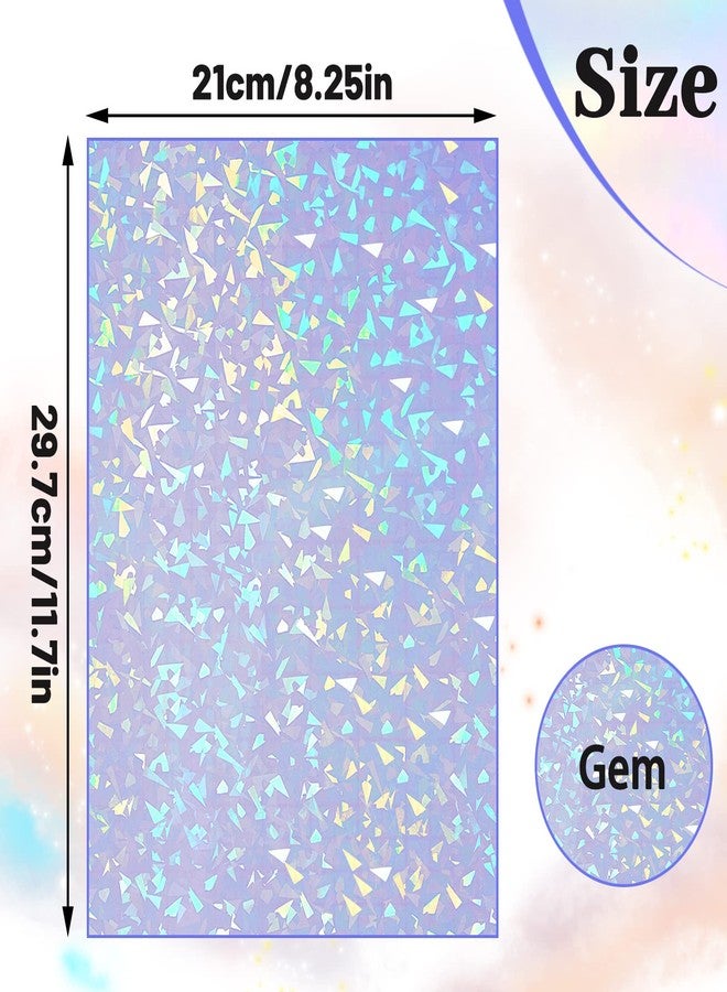 Nezyo 60 Sheets Holographic Laminate Sheets Clear Glitter A4 Size Vinyl Sticker Paper Holographic Overlay Self Adhesive Waterproof Transparent Film, 11.7 x 8.3 Inch (Broken Grass) - Image 2
