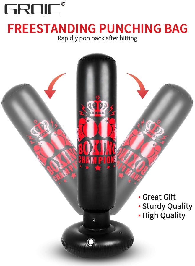 GROIC Inflatable Punching Bag For Kids, 63 Inch Inflatable Kids Punching Bag with Stand for Bounce-Back Bop Bag for Play, Boxing, Karate, Inflatable Toy Punching Bag Practice Kickboxing with pump  - Image 2