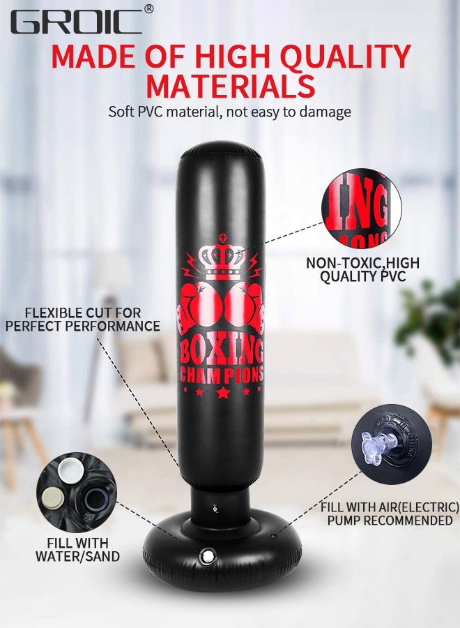 GROIC Inflatable Punching Bag For Kids, 63 Inch Inflatable Kids Punching Bag with Stand for Bounce-Back Bop Bag for Play, Boxing, Karate, Inflatable Toy Punching Bag Practice Kickboxing with pump  - Image 3