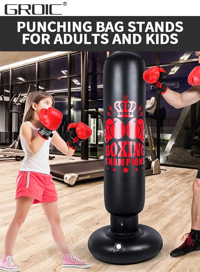 GROIC Inflatable Punching Bag For Kids, 63 Inch Inflatable Kids Punching Bag with Stand for Bounce-Back Bop Bag for Play, Boxing, Karate, Inflatable Toy Punching Bag Practice Kickboxing with pump  - Image 5