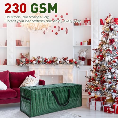 Simgoing 5 Pack Christmas Storage Bags,7.5 ft Green Christmas Tree Large Bag, 24" Wreath Containers and 25" Garland Packing Tote Moving Bags with Handle Zipper for Artificial Xmas Tree Wreath Garland - Image 4