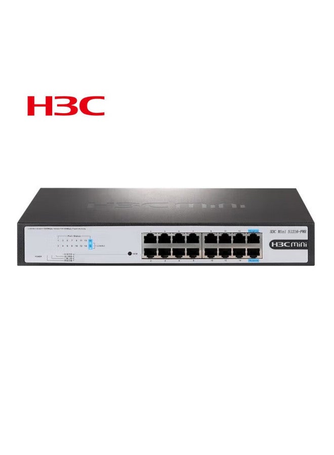 H3c New H3c 16-port Full Gigabit Unmanaged Enterprise-grade Network Poe Switch, Rack-mounted Ethernet Splitter, 120w Power S1216-pwr Enterprise Business - Image 2