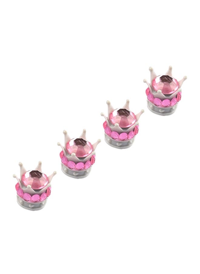 NIBEMINENT 4-Piece Silver Crown Diamond Tyre Valve Caps  - Image 1