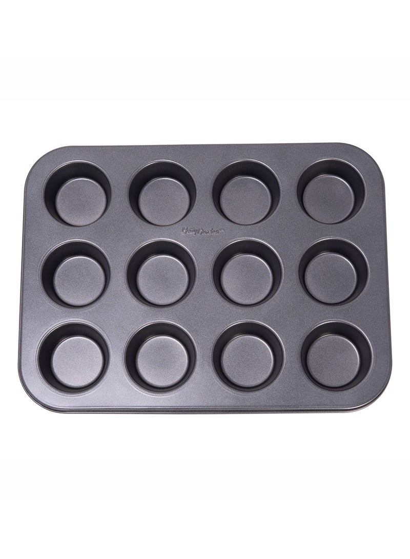 Betty Crocker NON STICK 12 CUP MUFFIN PAN WITH 60 PCS PAPER CUP, GREY COLOR L:35XW:26.5XH:3CM) - Image 2