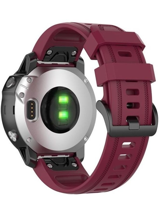 NIBEMINENT Quick Release Official Texture Wrist Strap For Garmin Fenix 6S 20mm Wine Red - Image 2