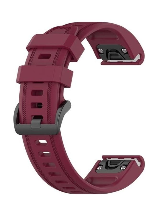NIBEMINENT Quick Release Official Texture Wrist Strap For Garmin Fenix 6S 20mm Wine Red - Image 3