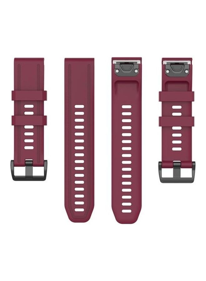 NIBEMINENT Quick Release Official Texture Wrist Strap For Garmin Fenix 6S 20mm Wine Red - Image 5