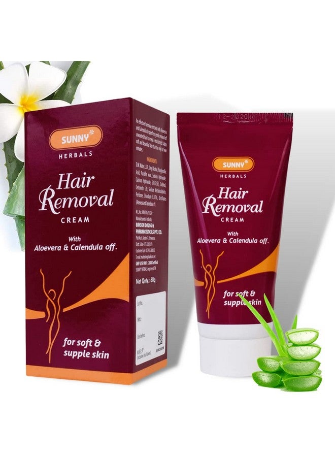 Sunny Hair Removal Cream Enriched With Aloevera & Calendula for Pain Free & Gentle Removal of Unwanted Hair | For Moisturized, Baby Soft, Velvety Smooth, Hairless Skin (100gm) - Image 1