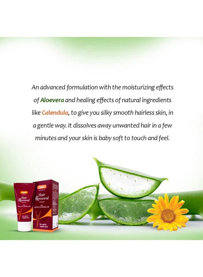 Sunny Hair Removal Cream Enriched With Aloevera & Calendula for Pain Free & Gentle Removal of Unwanted Hair | For Moisturized, Baby Soft, Velvety Smooth, Hairless Skin (100gm) - Image 4