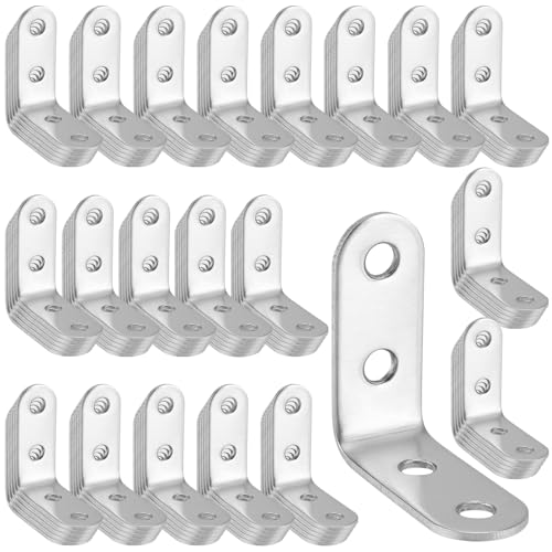 SHEUTSAN 100 PCS 40 x 40 x 16mm L Bracket Corner Brace Joint Right Angle 90 Degree Stainless Steel Shelf Corner Braces Angle Brackets for Wood Furniture Closet - Image 1