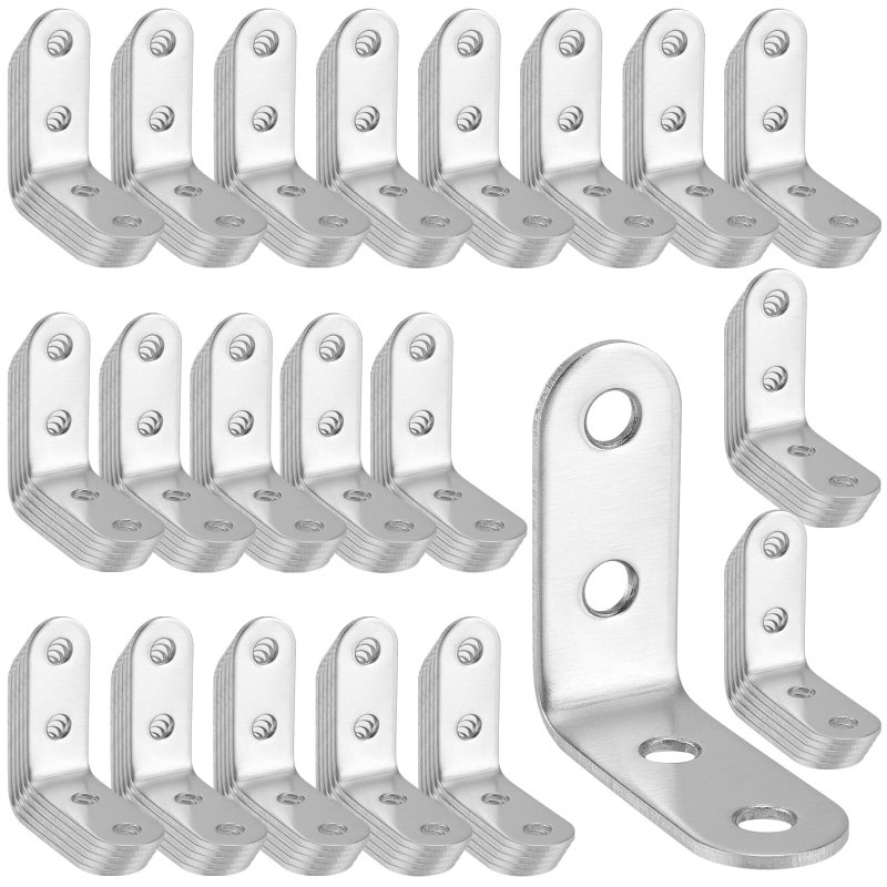 SHEUTSAN 100 PCS 40 x 40 x 16mm L Bracket Corner Brace Joint Right Angle 90 Degree Stainless Steel Shelf Corner Braces Angle Brackets for Wood Furniture Closet - Image 2