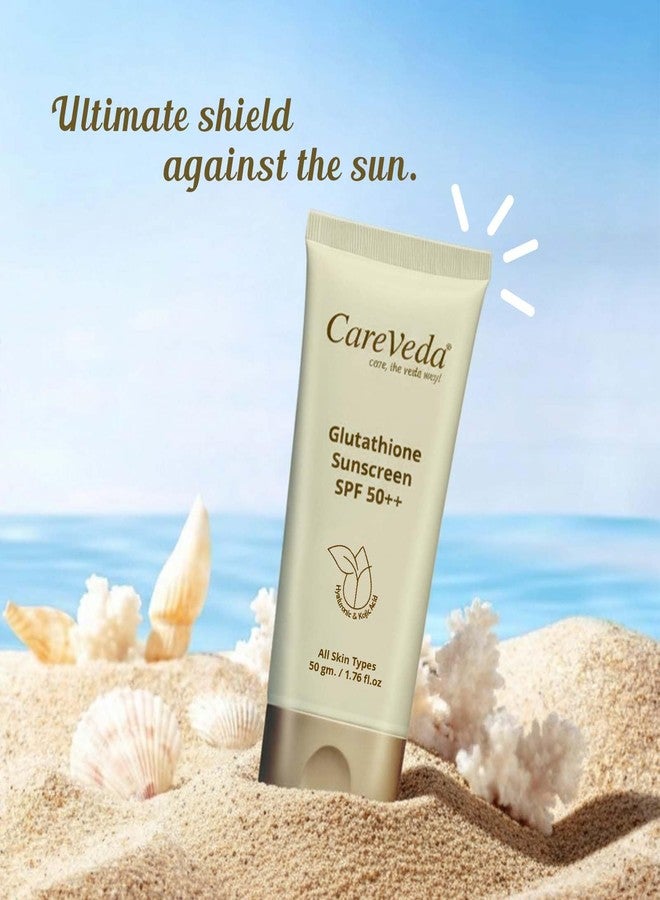 كير فيدا واقي الشمس CareVeda Glutathione SPF 50++ غني بحمض الهيالورونيك وحمض الكوجيك لجميع أنواع البشرة 50 جم - Image 2