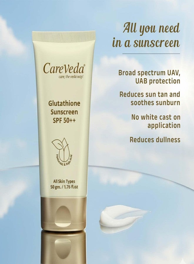 كير فيدا واقي الشمس CareVeda Glutathione SPF 50++ غني بحمض الهيالورونيك وحمض الكوجيك لجميع أنواع البشرة 50 جم - Image 3