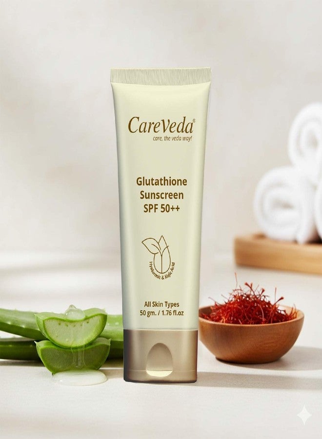كير فيدا واقي الشمس CareVeda Glutathione SPF 50++ غني بحمض الهيالورونيك وحمض الكوجيك لجميع أنواع البشرة 50 جم - Image 1