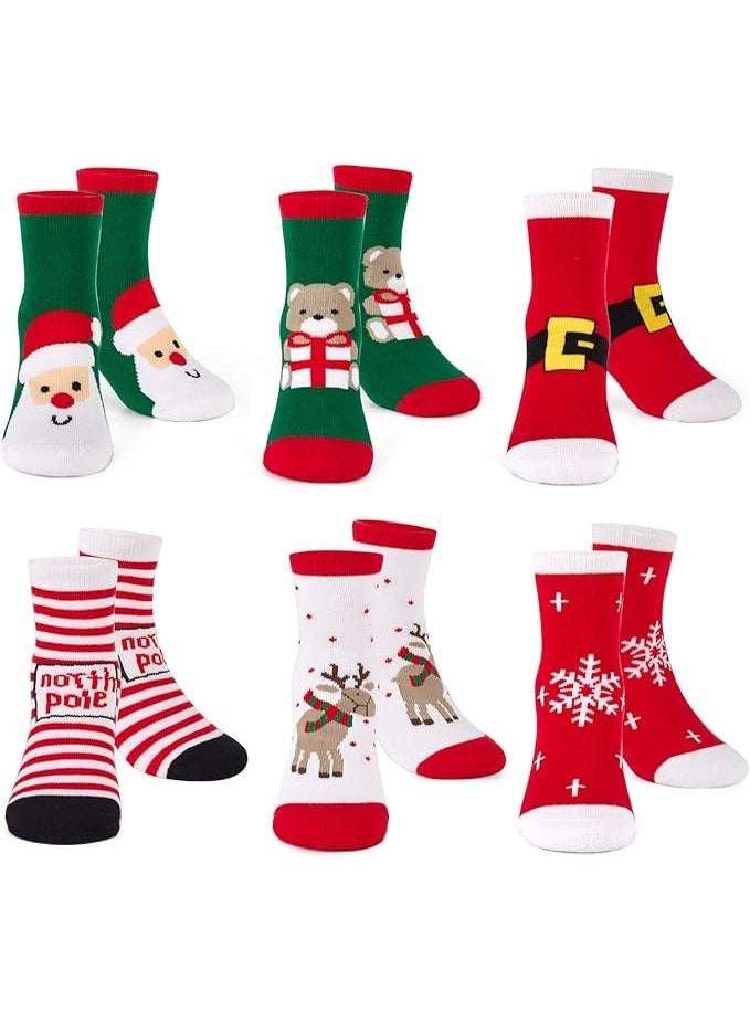 6 Pairs of Unisex Christmas Socks, Lined Inside, for Christmas and Winter, Thick and Warm Floor Socks for Home - Image 2