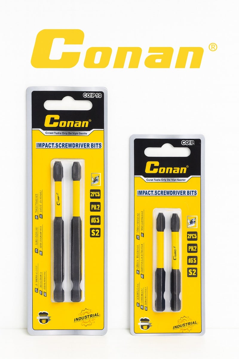 Conan 2 Sets of Conan Professional Phillips Screwdrivers, Model COIP100 & COIP65, 2 Pieces of Each Type, Sizes L100 & L65 mm, PH2 Head, Industrial-Grade S2 Steel - Image 1