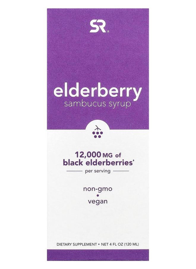 SPORTS RESEARCH Elderberry Sambucus Syrup 4 fl oz (120 ml) 