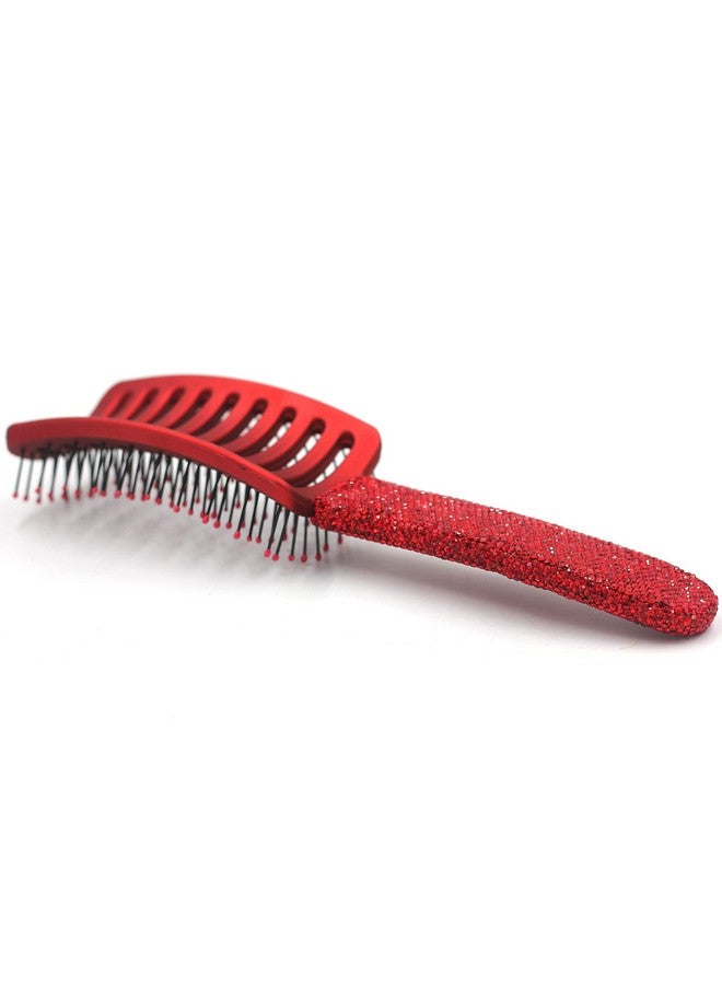 Bestbling Bling Styling Hair Smooth And Detangle Hair Brush For Women Girl Men Arcshaped Spareribs Comb (Red) - Image 4