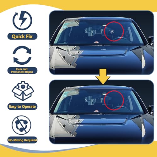 LOCBONDSO Windshield Crack Repair Kit, Glass Repair Kit Windshield, Car Windshield Repair Kit for Chips and Cracks, Quick Fix Star-Shaped Crack - Image 2