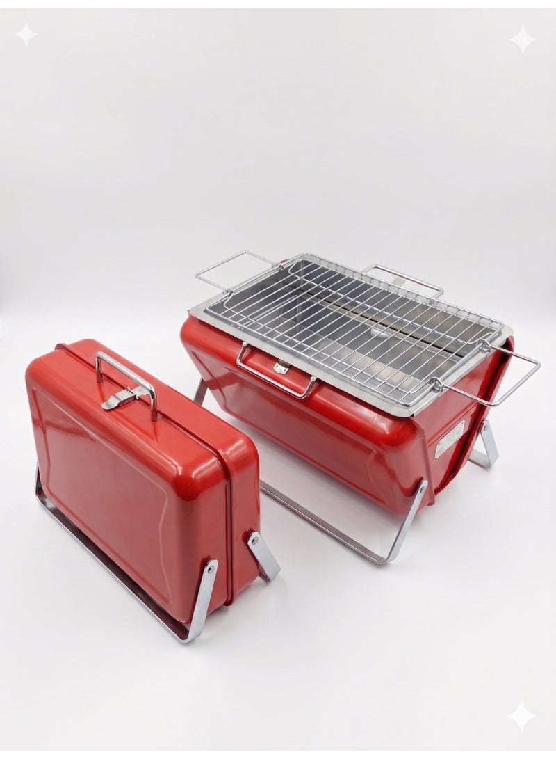 Genaric Portable BBQ Charcoal Grill Foldable Outdoor Camping Picnic Chrome Plated Small Size Grill - Image 1