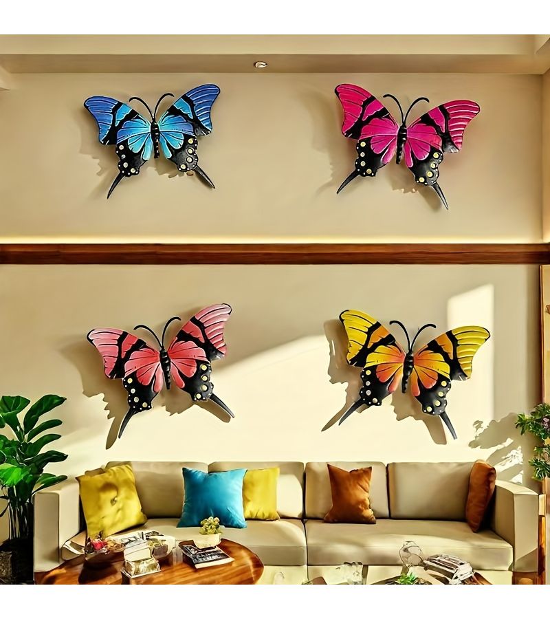 Butterfly Acrylic Wall Decor Set 4 Outdoor Garden Fence Art - Image 2