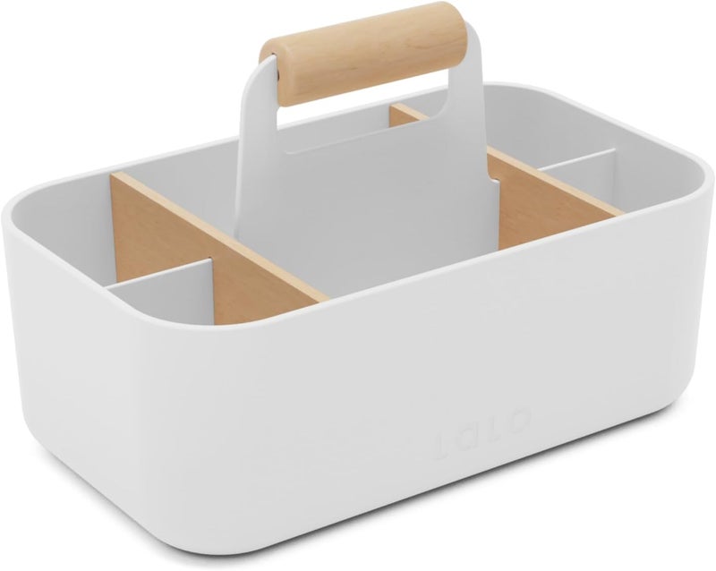 Lalo The Caddy - Modular Caddy Organizer with Handle and Removable Dividers - Portable Tote for Art Supplies, Diaper Storage, Bathroom - Coconut - Image 1