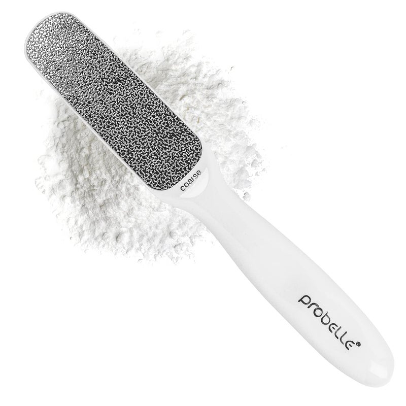 Probelle Double Sided Multidirectional Nickel Foot File Callus Remover  Immediately Reduces calluses and Corns to Powder for Instant Results Safe Tool White