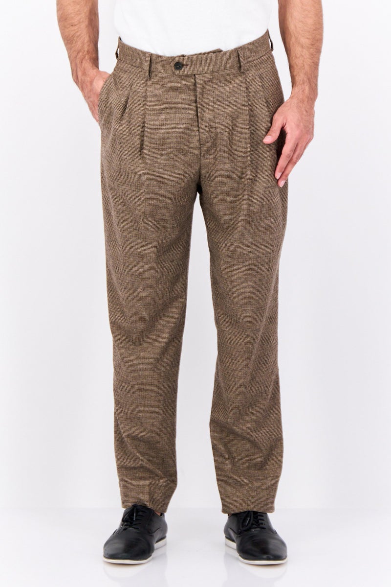GANT Men Regular Fit Houndstooth Chino Pants, Brown  - Image 1