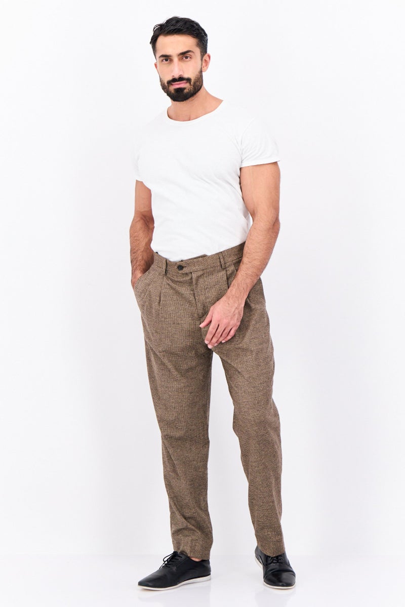 GANT Men Regular Fit Houndstooth Chino Pants, Brown  - Image 4