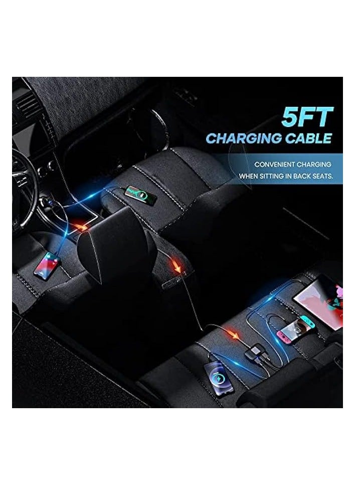 Lencent 5 Multi Ports Car Charger, 31W Car Charger Adapter, 3 USB A & 2 Type C Ports for Smart Phone, Voltage Detection, Multi Cigarette Lighter USB Charger with 5FT/1.5M Cable for Back Seat Charging - Image 2