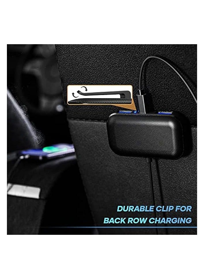 Lencent 5 Multi Ports Car Charger, 31W Car Charger Adapter, 3 USB A & 2 Type C Ports for Smart Phone, Voltage Detection, Multi Cigarette Lighter USB Charger with 5FT/1.5M Cable for Back Seat Charging - Image 5