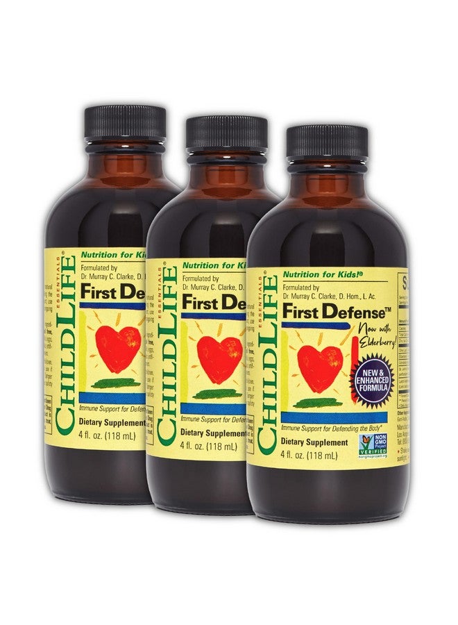 CHILDLIFE ESSENTIALS First Defense - Kids Immune Support, Immune Support for Kids, Toddlers 1-3, Babies 6 Months+, Vitamin Syrup with Elderberry, Zinc, Non GMO, Gluten Free - 4 Fl Oz (Pack of 3) - Image 1