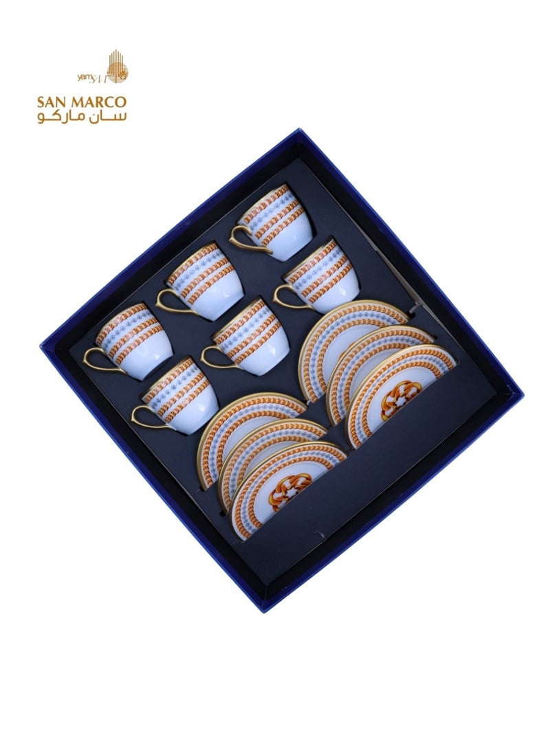 San Marco فنجان قهوة تركي ملكي - 12 قطعة - Image 1