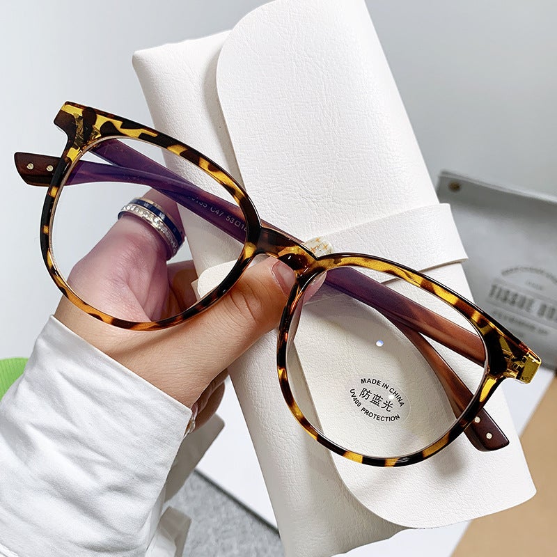 Generic 2023 Anti-Blue Light Glasses TR Frame Retro Wood Grain Legs Leopard Frame