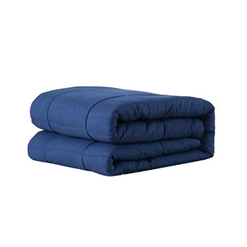 EVOLIVE All Season Pre Washed Soft Microfiber White Goose Down Alternative Comforter with Box Stitching (Navy, Full/Queen) - Image 3
