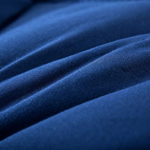 EVOLIVE All Season Pre Washed Soft Microfiber White Goose Down Alternative Comforter with Box Stitching (Navy, Full/Queen) - Image 5