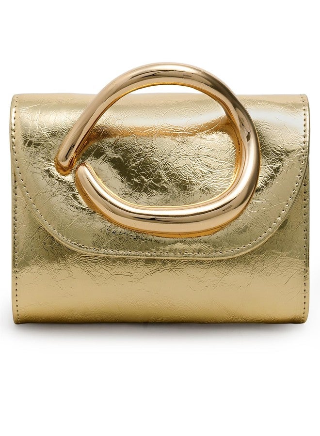 CARIEDO Vegan Leather Flip Envelope Clutch for Women -Metal Handle Evening Bag Trendy Ladies Shoulder Crossbody Purse for Wedding Party - Image 1