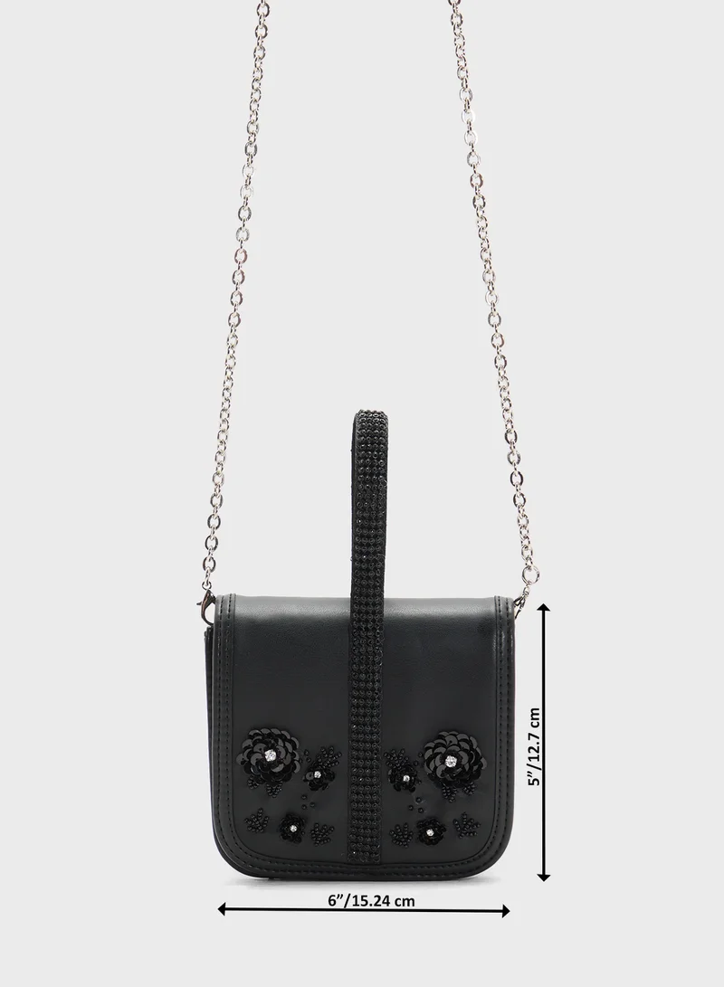 STEVE MADDEN Binstep Chain Detail Embellished Crossbody Bag