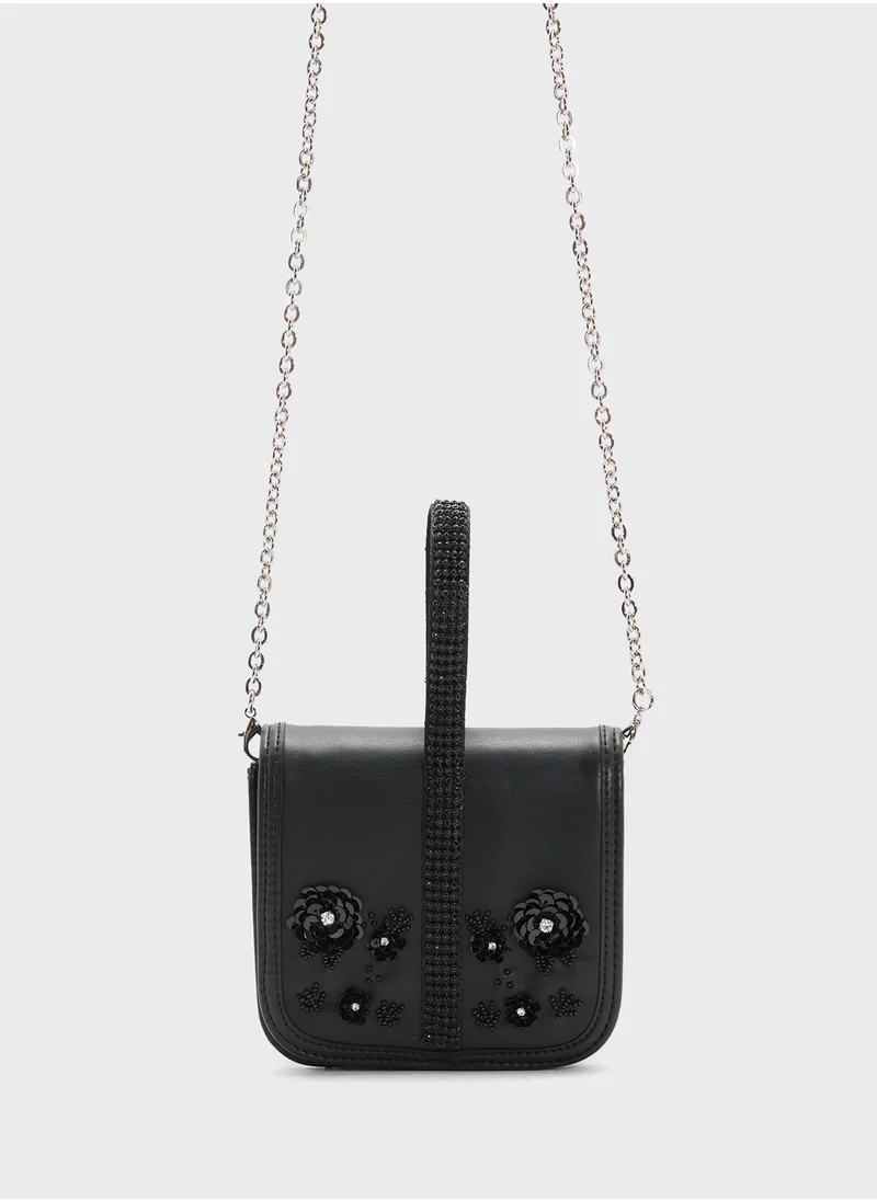 STEVE MADDEN Binstep Chain Detail Embellished Crossbody Bag