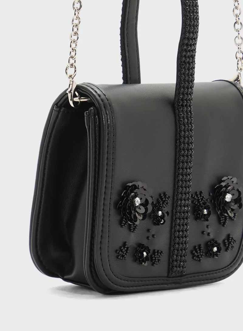 STEVE MADDEN Binstep Chain Detail Embellished Crossbody Bag
