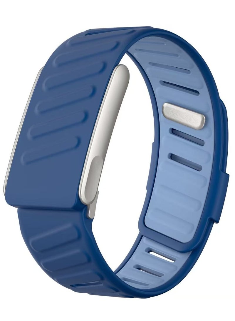 compatible with WHOOP Watch 5.0 strap,Silicone wristband breathable and adjustable, suitable for sports, waterproof replacement band, soft silicone sports strap, suitable for both men and women, with metal frame connector. Blue - Image 1