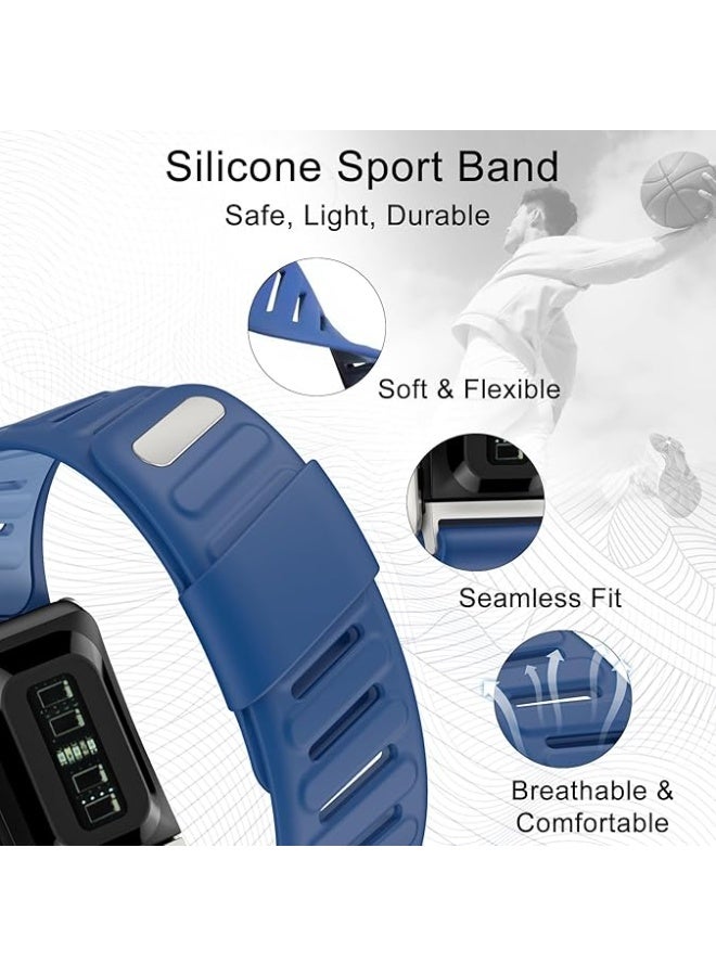 compatible with WHOOP Watch 5.0 strap,Silicone wristband breathable and adjustable, suitable for sports, waterproof replacement band, soft silicone sports strap, suitable for both men and women, with metal frame connector. Blue - Image 3