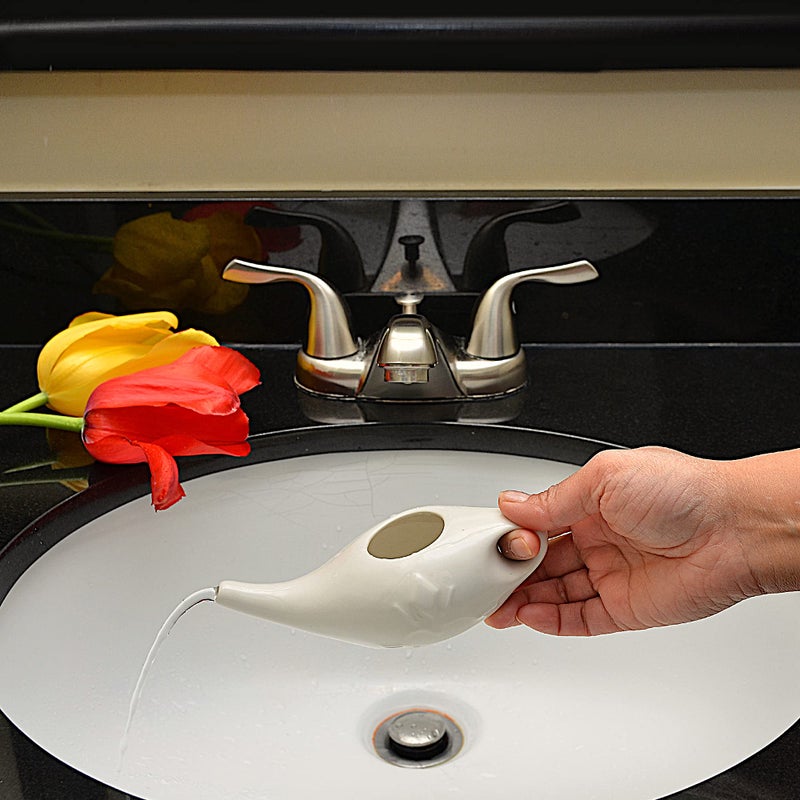 Roe & Moe Ceramic Neti Pot for Nasal Sinus Cleansing Wash Irrigation Relief - Microwave and Dishwasher Safe - Petite - Image 4
