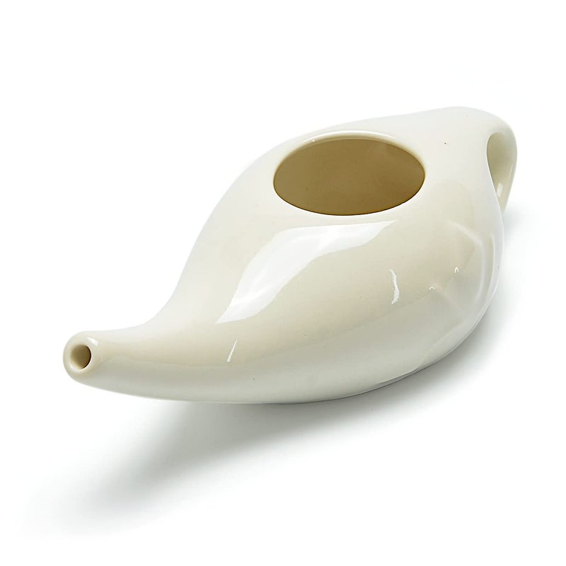 Roe & Moe Ceramic Neti Pot for Nasal Sinus Cleansing Wash Irrigation Relief - Microwave and Dishwasher Safe - Petite - Image 2